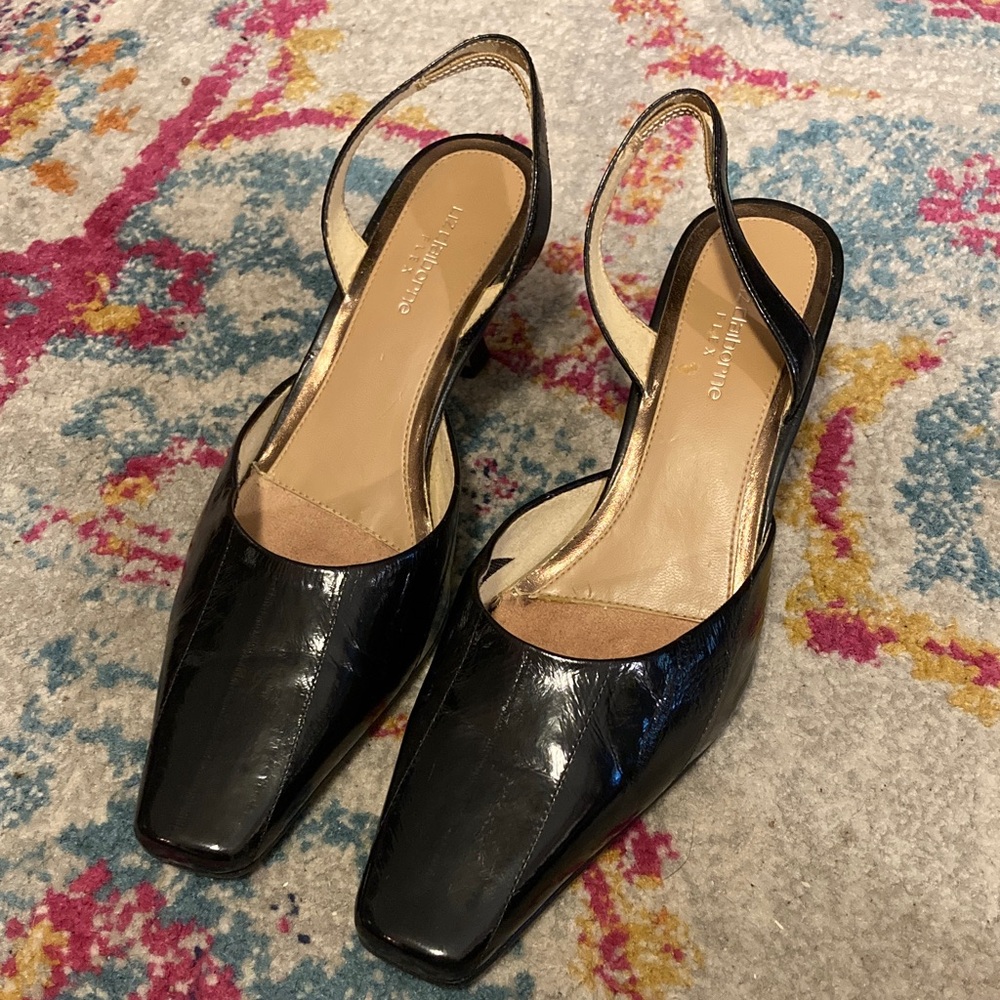 Liz Claiborne Black Patent Slingback Heels Size 7